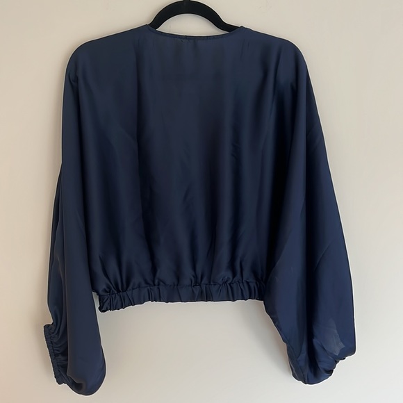 Free People Cropped Surplice Midnight Vibes Top size XS - Picture 6 of 7